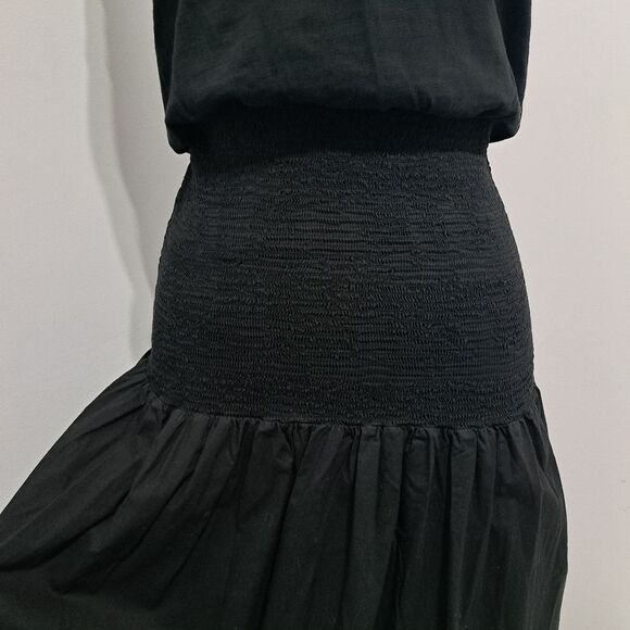 Nation LTD Sahar Combo Dress Smocked Neutral Minimalist Romantic Goth XS Black - Picture 11 of 15